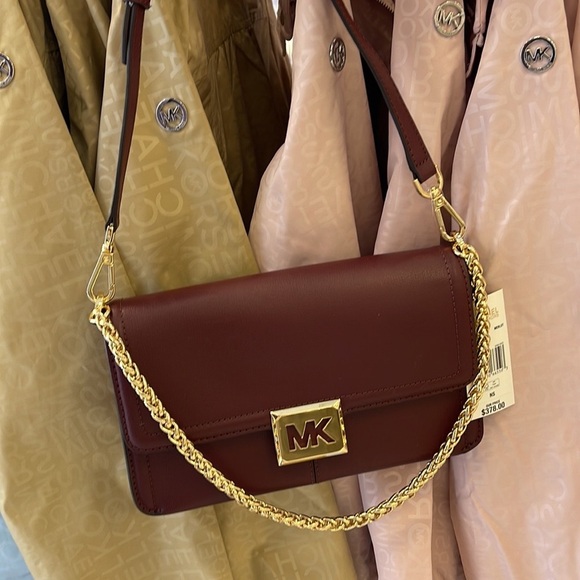 Michael Kors Sonia Medium Leather Shoulder Bag Merlot - Picture 2 of 16